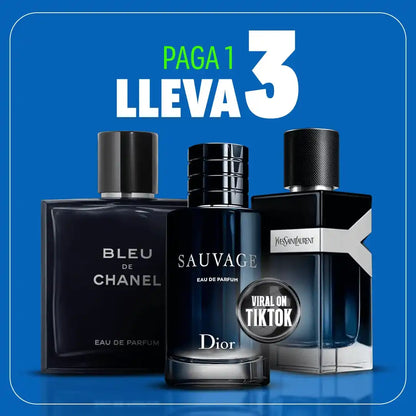 ¡LLEVA 3 Y PAGA 1! - Exclusivo Kit de Perfumes Premium: Sauvage, Bleu de Chanel y Yves Saint Laurent Y (Eau de Toilette, 100 ml cada uno)