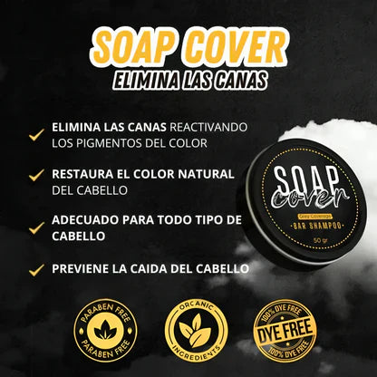 COMPRA 1 OBTÉN 2 | Super Jabón SOAP COVER | Elimina Canas en Cabello, Barba y Cejas